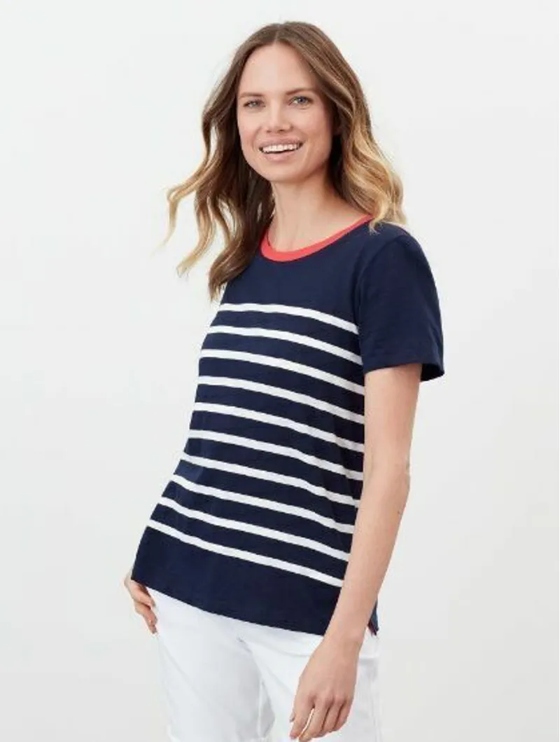 Joules Ladies Carley Navy And Cream Stripe T-Shirt